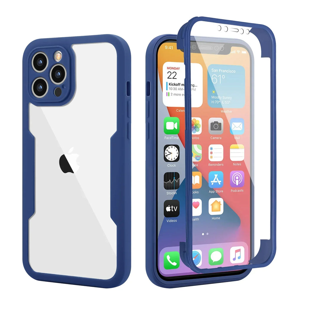 Full-Cover Clear Shockproof Phone Case with Lens & Screen Guard – 1+1 FREE-Black-IPhone 13Pro Max-State of Style