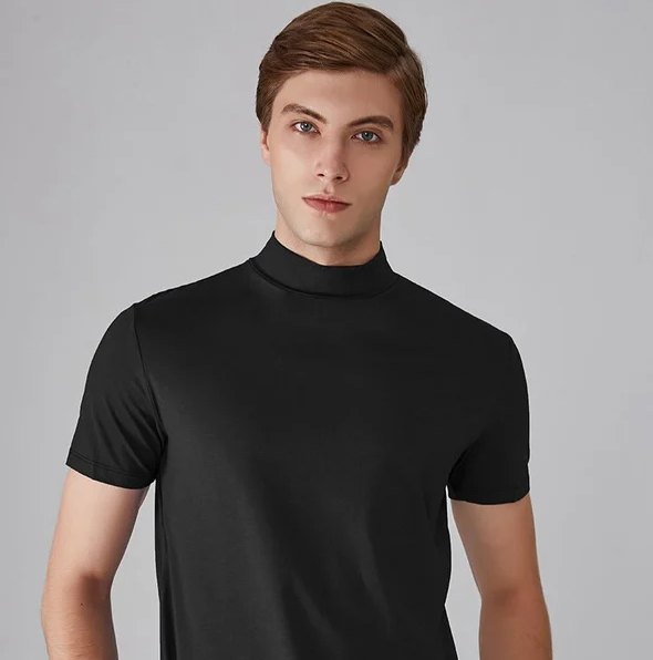 Function shirt with turtleneck for men – Adrian-Black-S-Nora Luxe