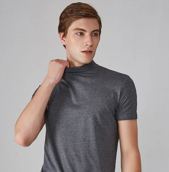 Function shirt with turtleneck for men – Adrian-White-S-Nora Luxe