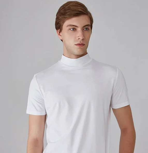 Function shirt with turtleneck for men – Adrian-White-S-Nora Luxe