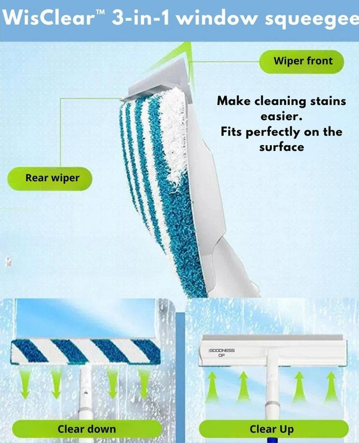 Functional 3-in-1 Window Cleaner - ClearView-Nora Luxe