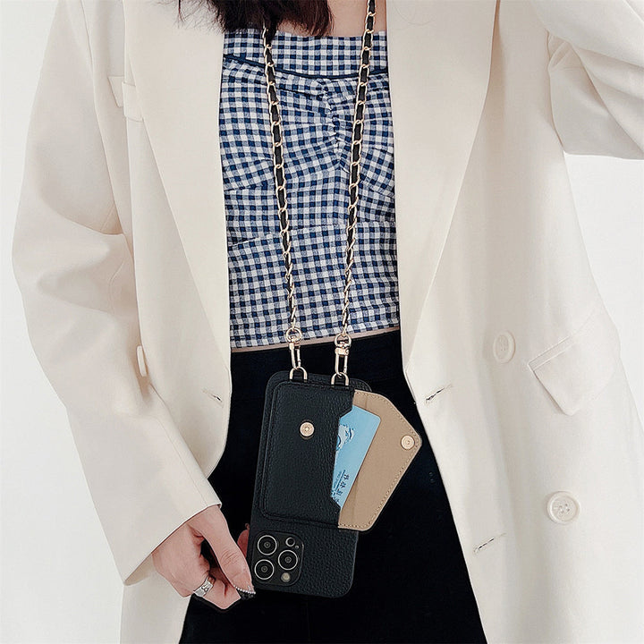 Functional iPhone Case with Wallet - Celeste-Black-iPhone 7-Nora Luxe