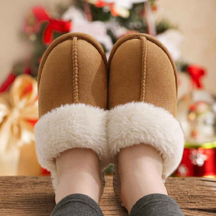 Fuzzy Memory Foam Slippers - SoftStep-Chestnut-4.5-Nora Luxe