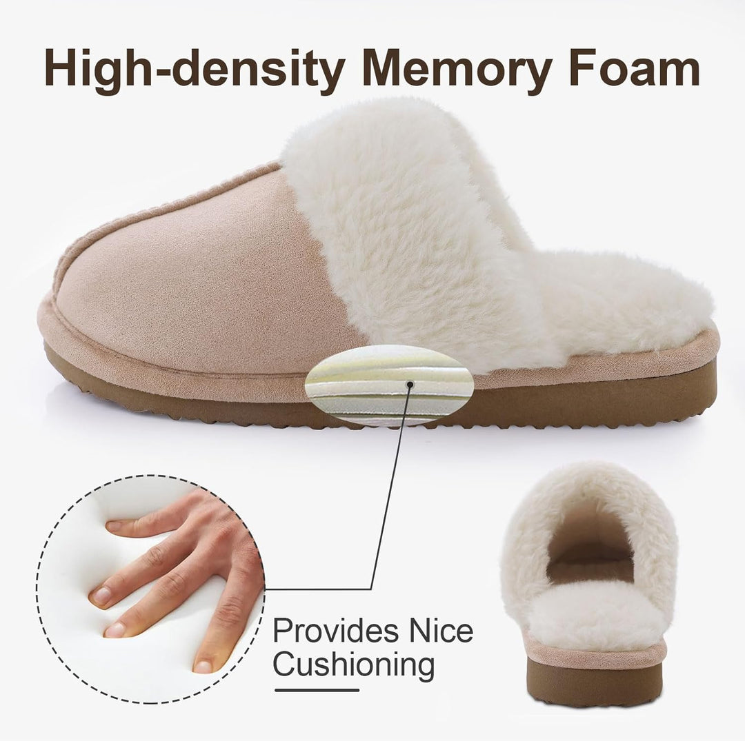 Fuzzy Memory Foam Slippers - SoftStep-Chestnut-4.5-Nora Luxe
