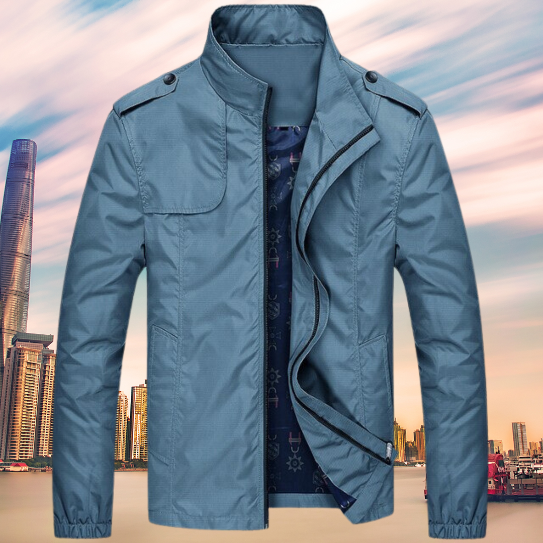 GENTI Oxford Mid-Coat | Modern Waterproof & Windproof Jacket for Men-Blue-M-Nora Luxe