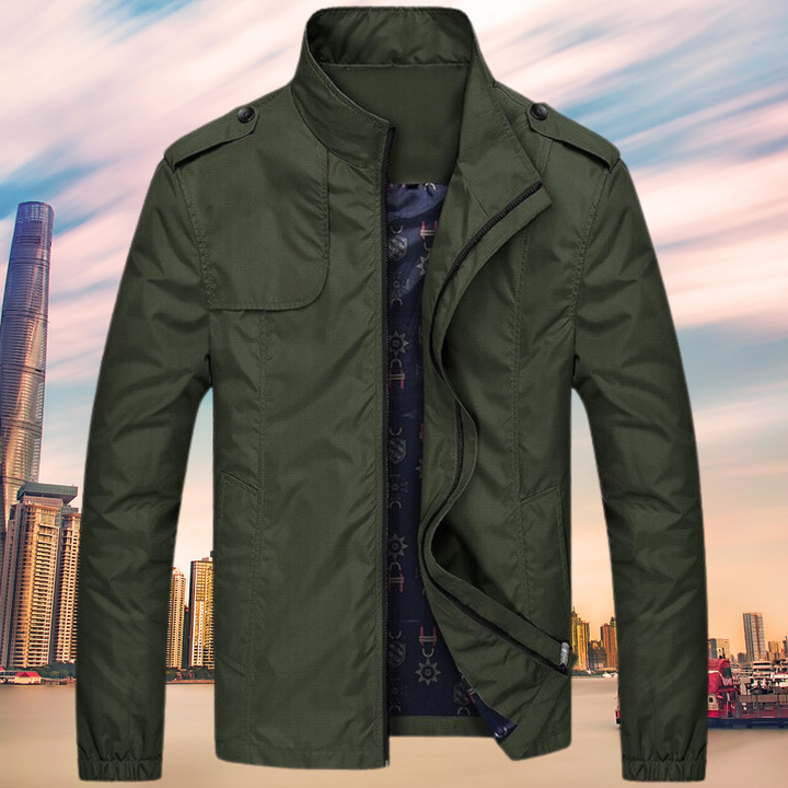 GENTI Oxford Mid-Coat | Modern Waterproof & Windproof Jacket for Men-Green-M-Nora Luxe