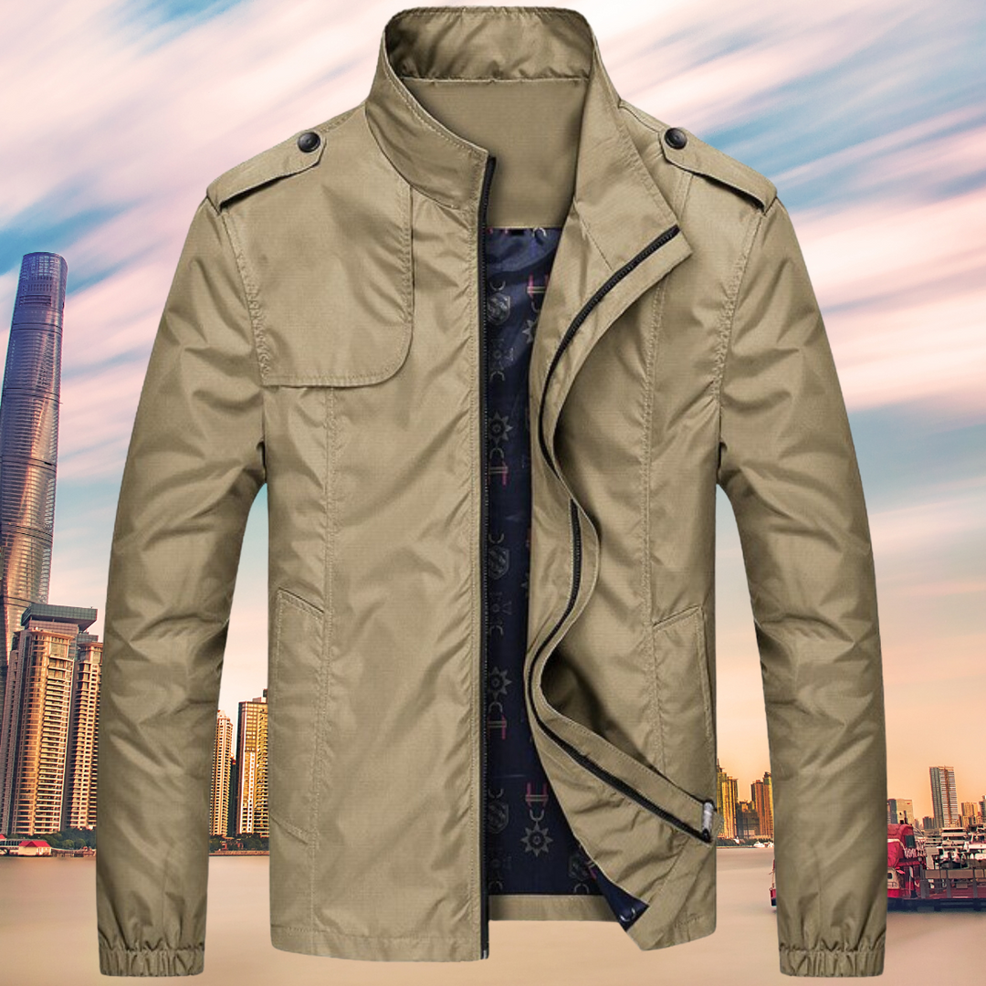 GENTI Oxford Mid-Coat | Modern Waterproof & Windproof Jacket for Men-Khaki-M-Nora Luxe