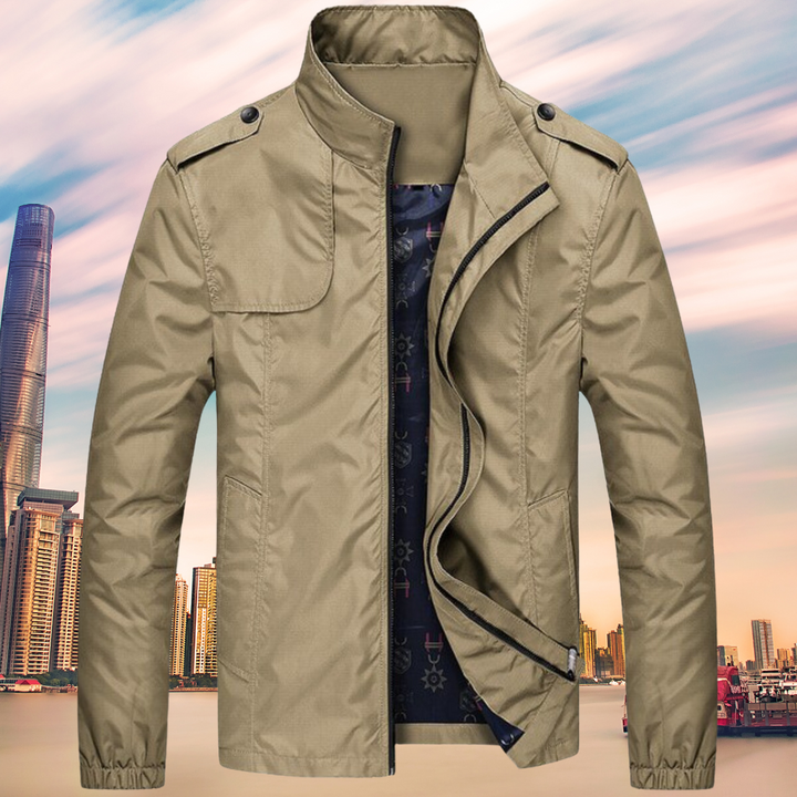 GENTI Oxford Mid-Coat | Modern Waterproof & Windproof Jacket for Men-Khaki-M-Nora Luxe