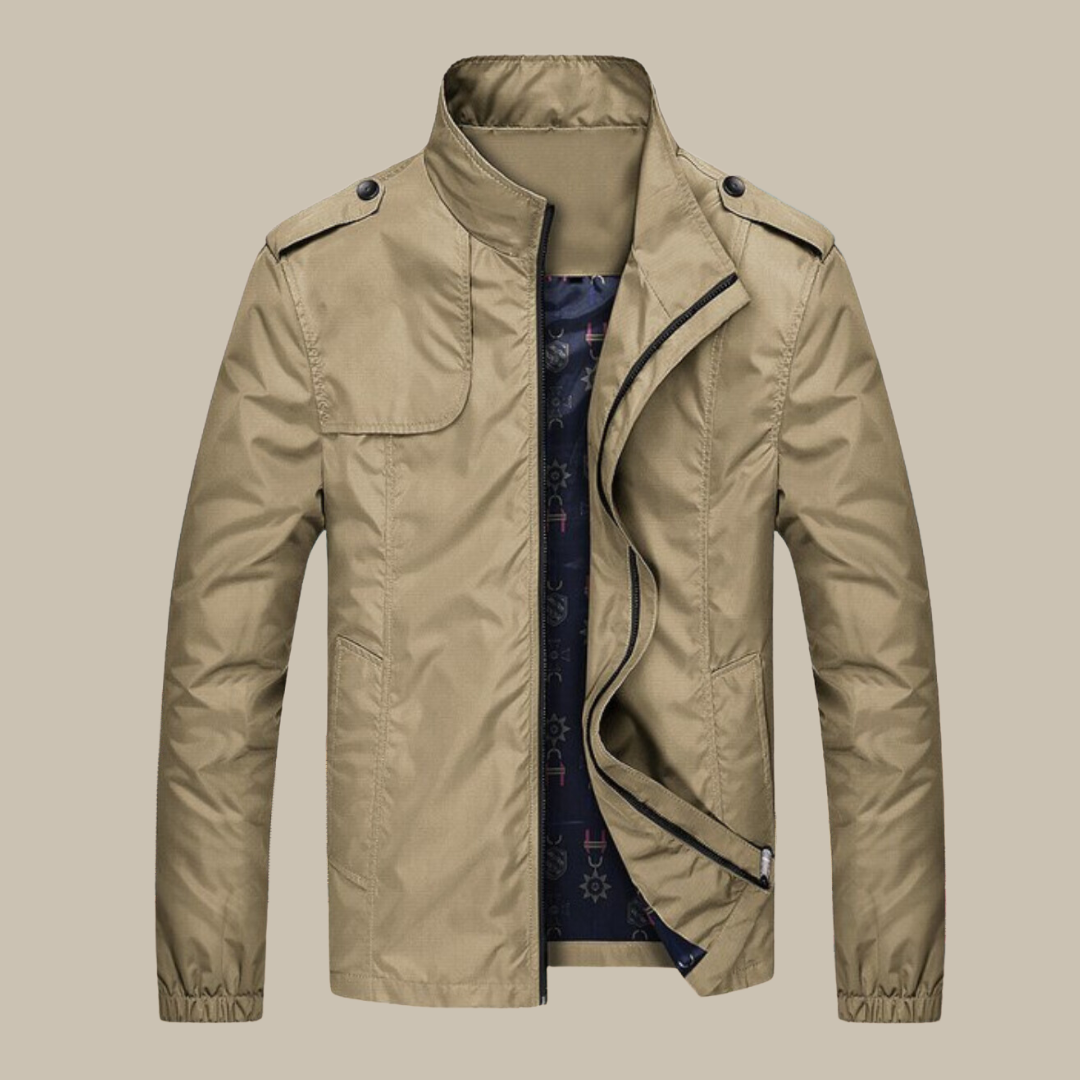 GENTI Oxford Mid-Coat | Modern Waterproof & Windproof Jacket for Men-Khaki-M-Nora Luxe