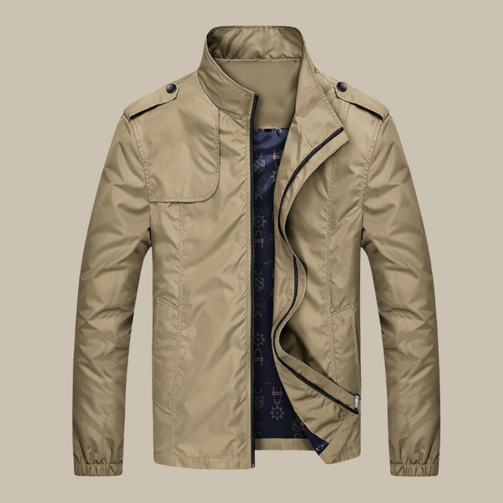 GENTI Oxford Mid-Coat | Modern Waterproof & Windproof Jacket for Men-Khaki-M-Nora Luxe