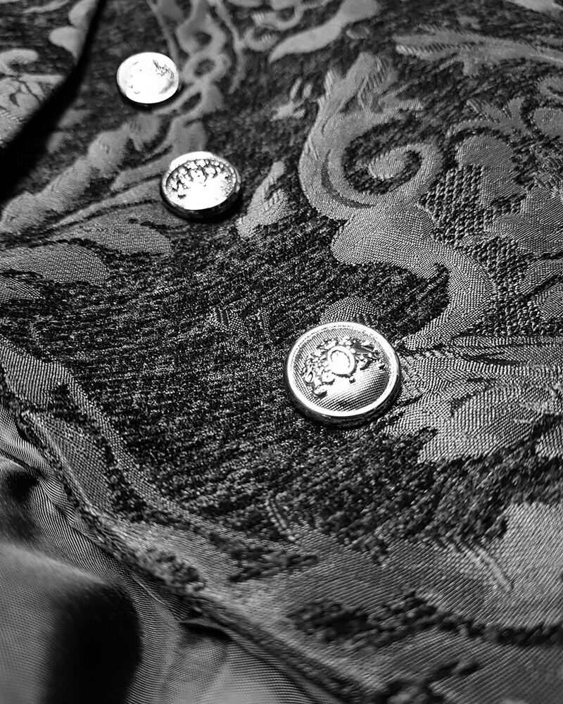 Gentleman Gothic Jacket with Brocade Design - Victor-Black-S-Nora Luxe