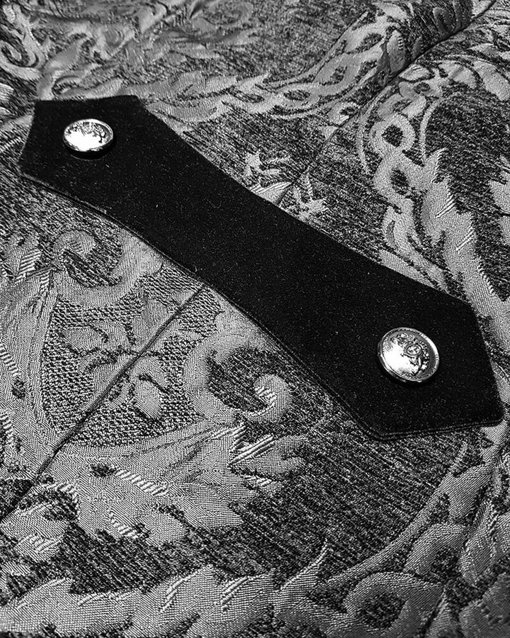 Gentleman Gothic Jacket with Brocade Design - Victor-Black-S-Nora Luxe