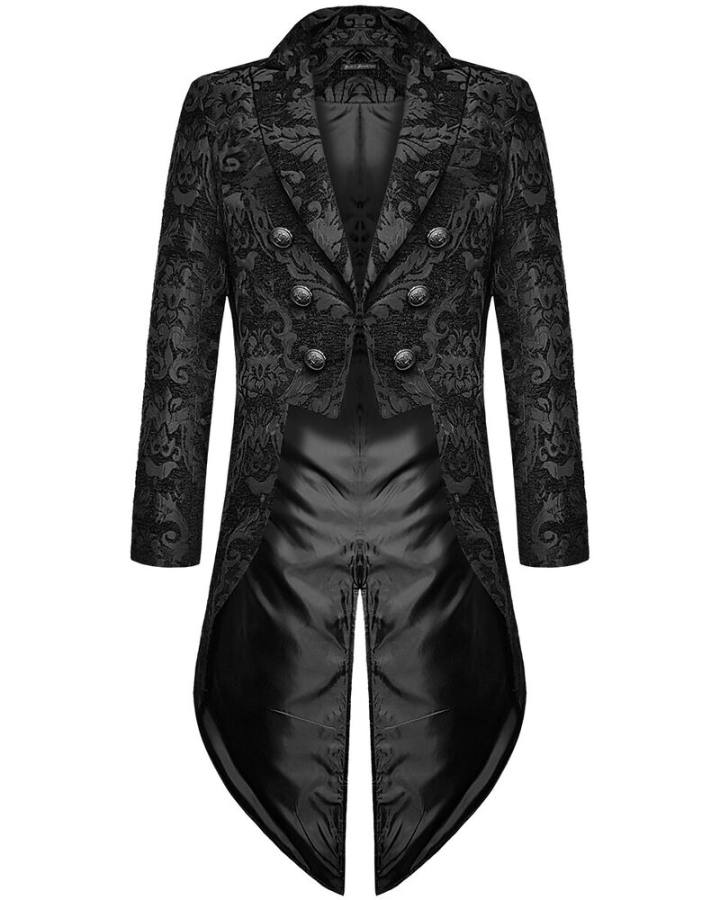 Gentleman Gothic Jacket with Brocade Design - Victor-Black-S-Nora Luxe