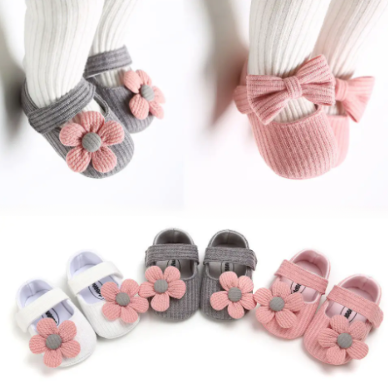 Girls Baby Booties - StackStars-Black Flowers-0-6 Months-Nora Luxe