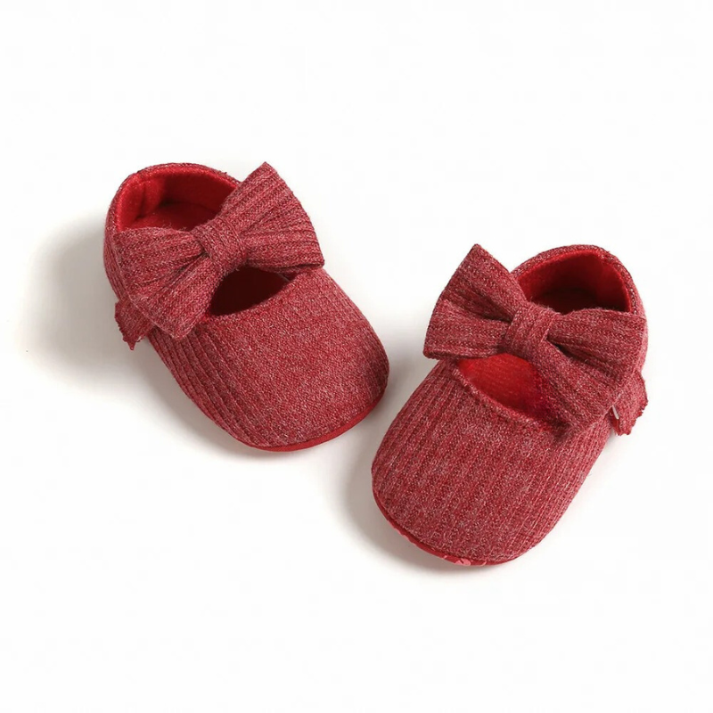 Girls Baby Booties - StackStars-Red Bow-0-6 Months-Nora Luxe