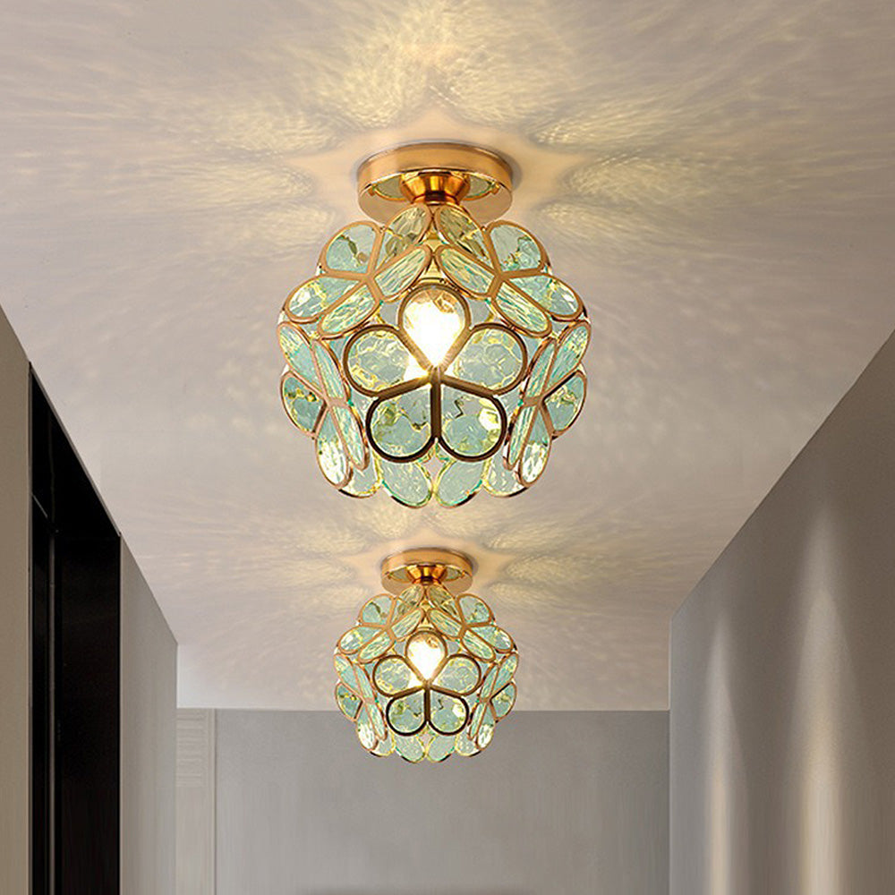 Glass Flower Ceiling Lamp - FloraGlow-Green-D 7.9 inches * H 9.8 inches-Nora Luxe