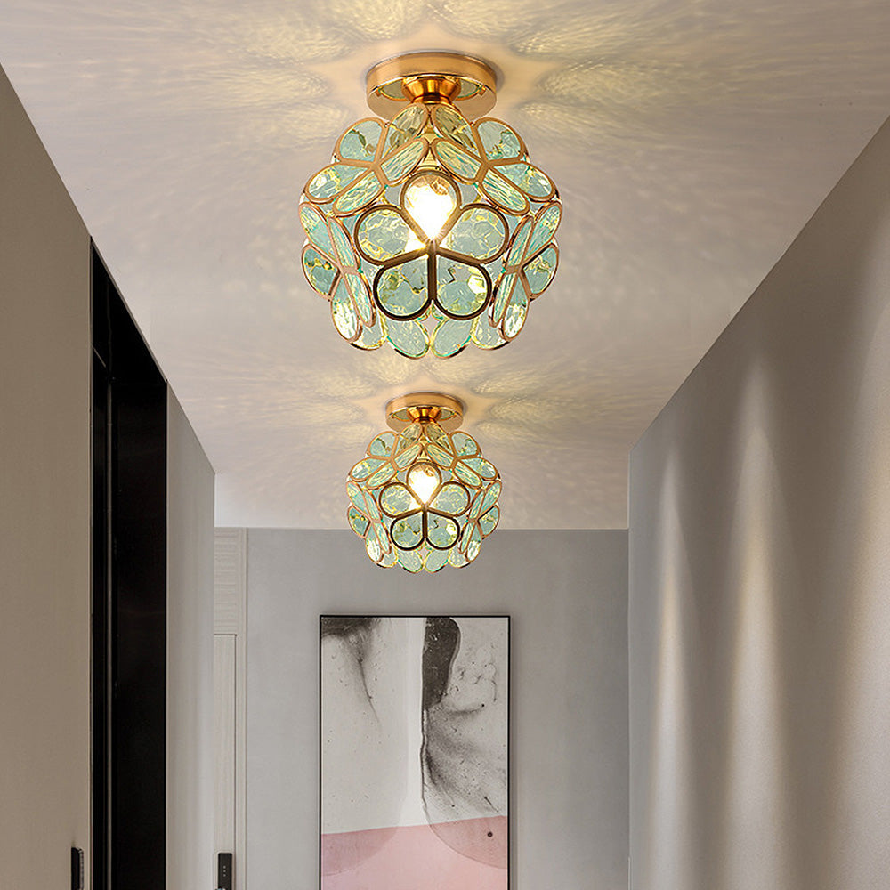 Glass Flower Ceiling Lamp - FloraGlow-Green-D 7.9 inches * H 9.8 inches-Nora Luxe