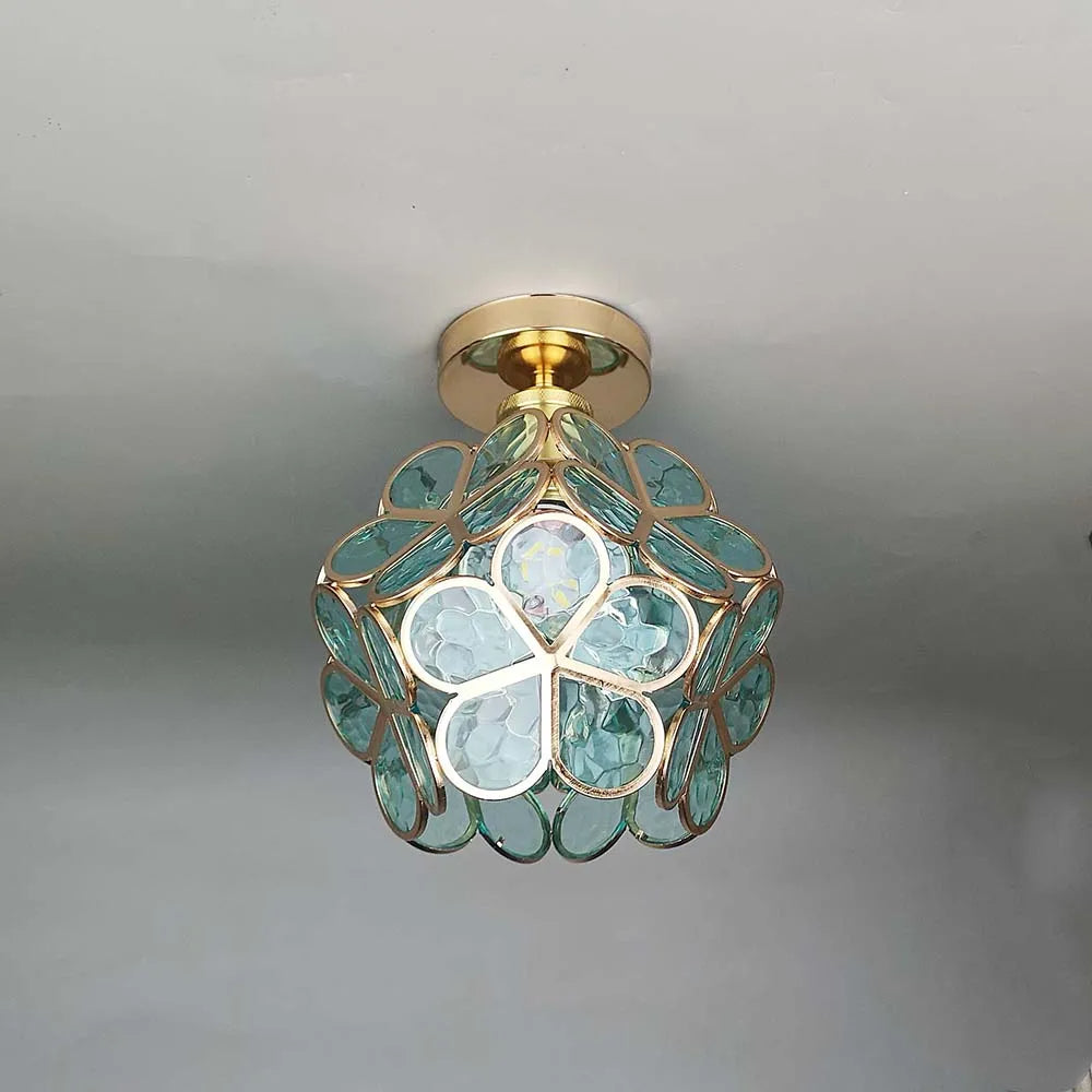 Glass Flower Ceiling Lamp - FloraGlow-Green-D 7.9 inches * H 9.8 inches-Nora Luxe