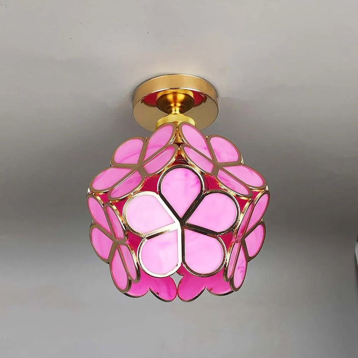 Glass Flower Ceiling Lamp - FloraGlow-Green-D 7.9 inches * H 9.8 inches-Nora Luxe