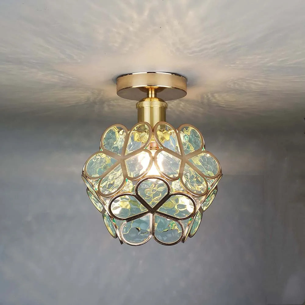 Glass Flower Ceiling Lamp - FloraGlow-Green-D 7.9 inches * H 9.8 inches-Nora Luxe