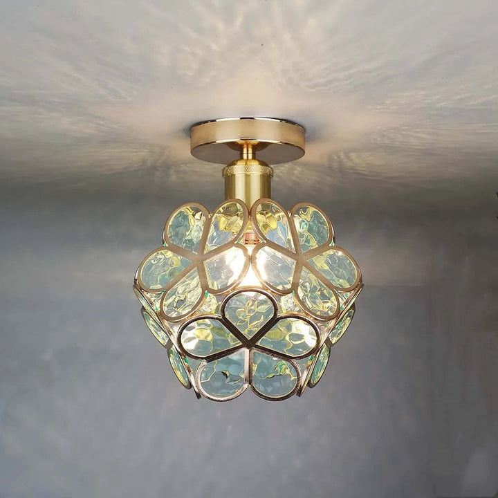 Glass Flower Ceiling Lamp - FloraGlow-Green-D 7.9 inches * H 9.8 inches-Nora Luxe