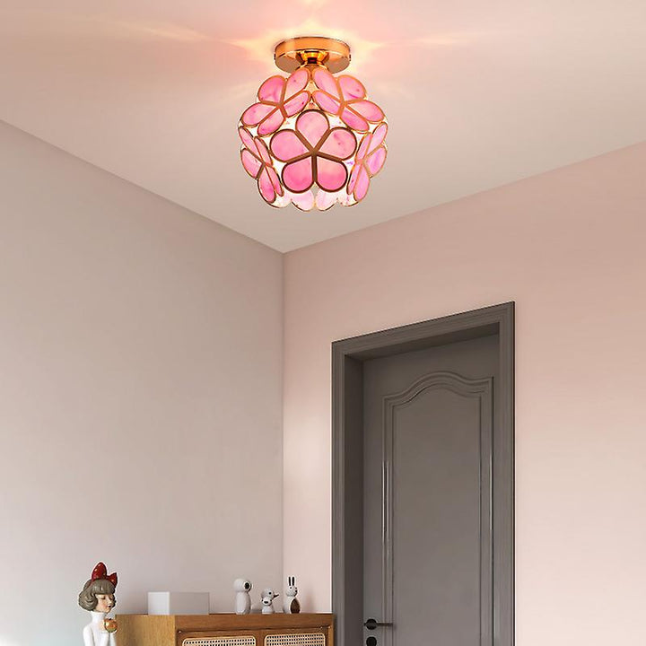Glass Flower Ceiling Lamp - FloraGlow-Pink-D 7.9 inches * H 9.8 inches-Nora Luxe