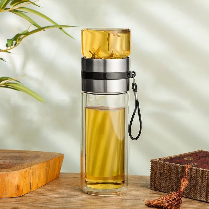 Glass Keeping Warm Bottle - ClearTherm-Silver-Nora Luxe