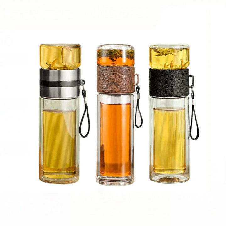 Glass Keeping Warm Bottle - ClearTherm-Wood-Nora Luxe