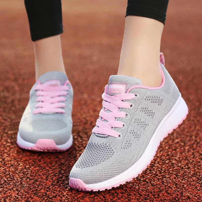 GlideFit Comfort | Casual Orthopaedic Women's Running Shoe-Grey & Pink-4.5-Nora Luxe