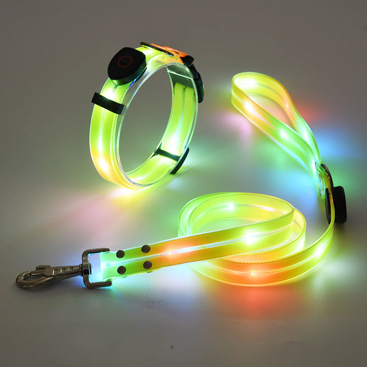 Glowing LED Dog Collar with Leash - NightBright-Yellow-Nora Luxe