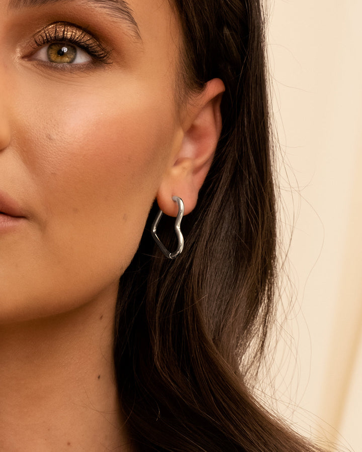 Gold And Silver Heart Pendant Earrings-Gold-plated-Nora Luxe