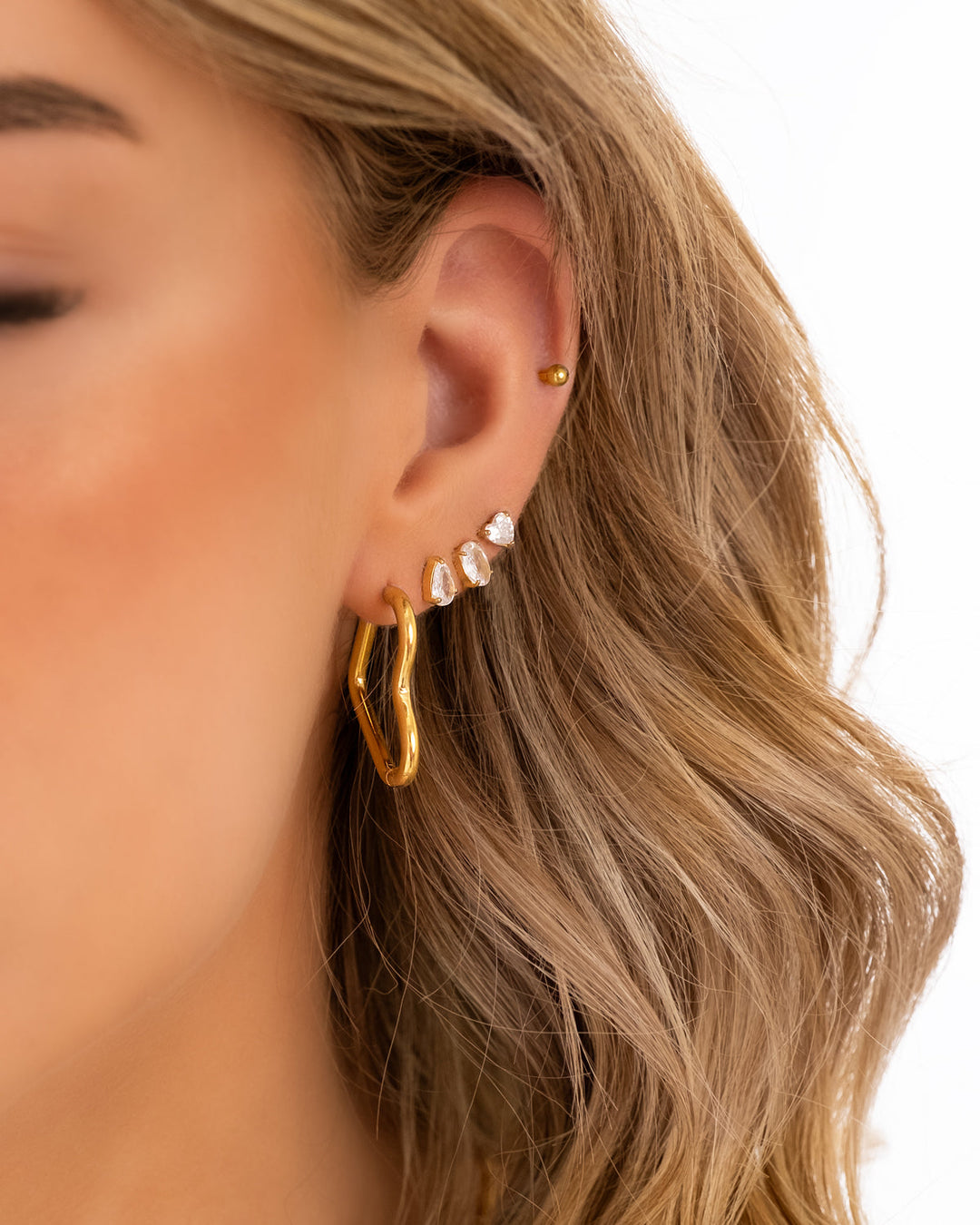 Gold And Silver Heart Pendant Earrings-Gold-plated-Nora Luxe
