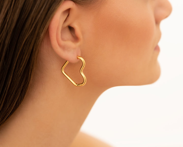 Gold And Silver Heart Pendant Earrings-Gold-plated-Nora Luxe