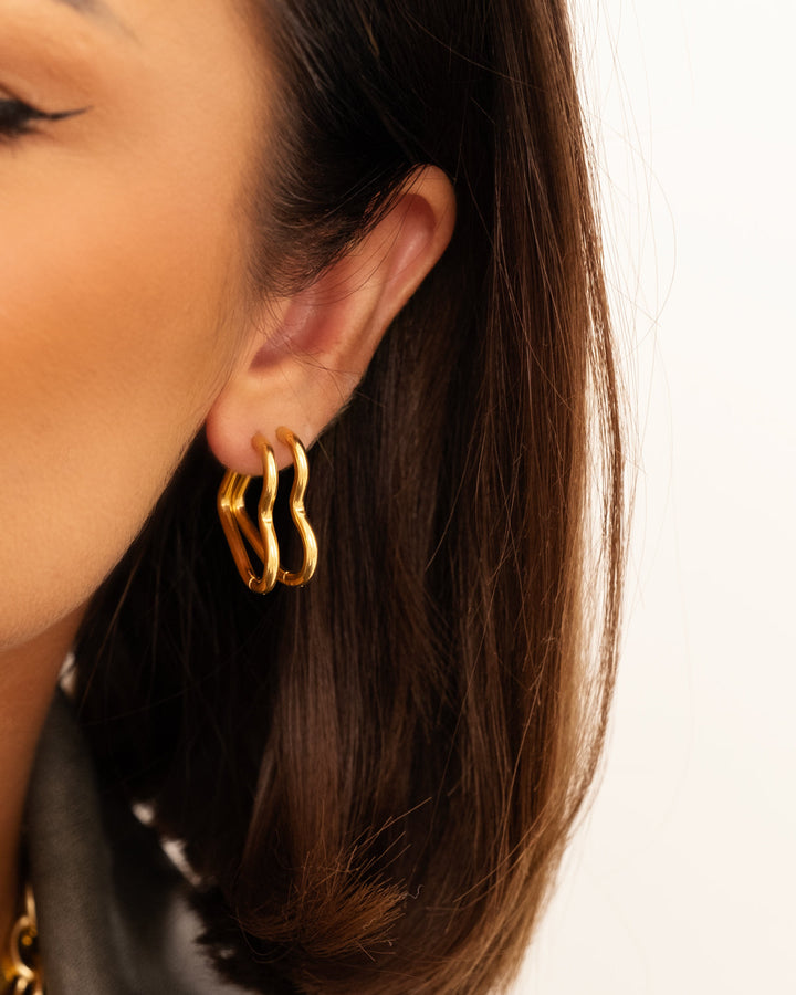 Gold And Silver Heart Pendant Earrings-Gold-plated-Nora Luxe