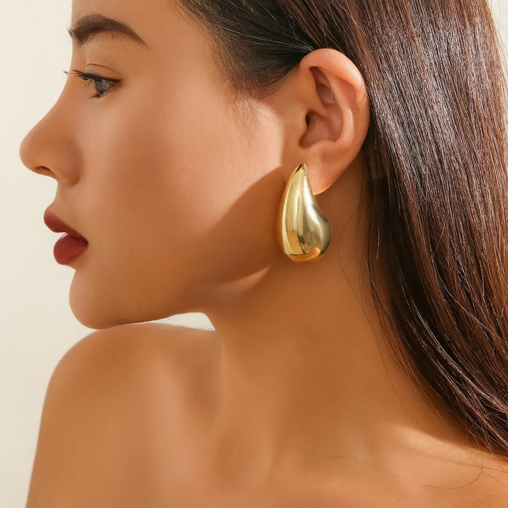 Gold Coloured Drop Earrings | Sparkling Crystals-Nora Luxe