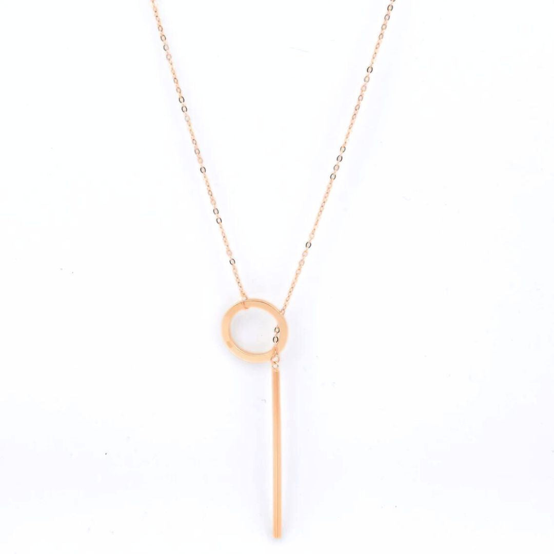 Gold Drop Bar Lariat Necklace | Elegant Women's Jewellery | Versatile Style-ROSE GOLD-Nora Luxe
