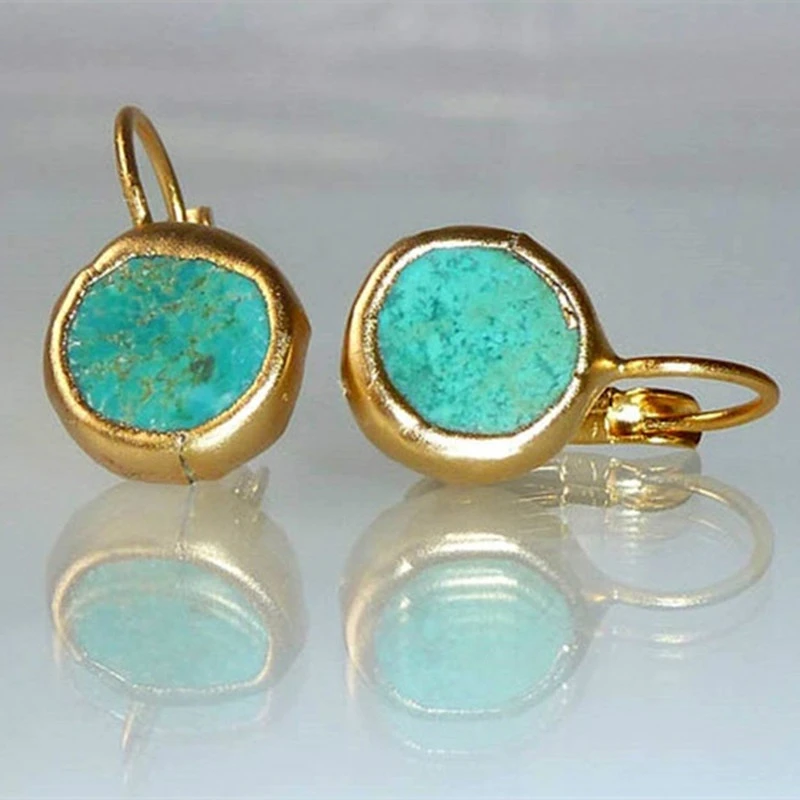 Gold Earrings with Turquoise Accents - Amaranta-Nora Luxe