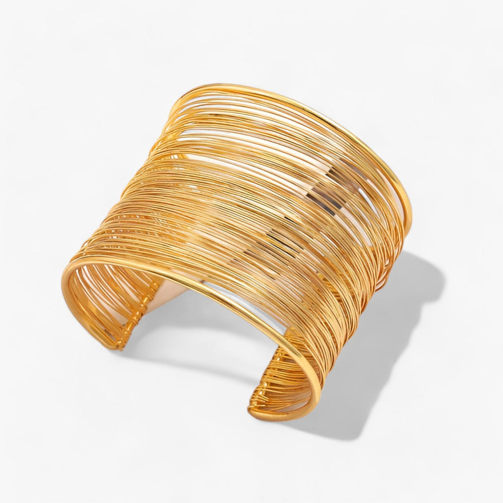 Gold Plated Layered Wire Bracelet - Auryn-Nora Luxe