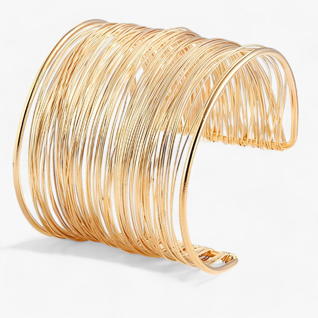 Gold Plated Layered Wire Bracelet - Auryn-Nora Luxe
