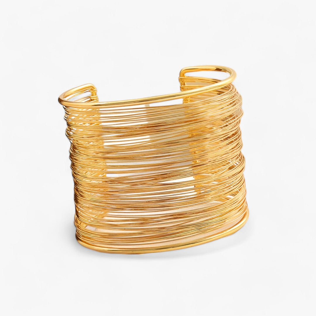 Gold Plated Layered Wire Bracelet - Auryn-Nora Luxe