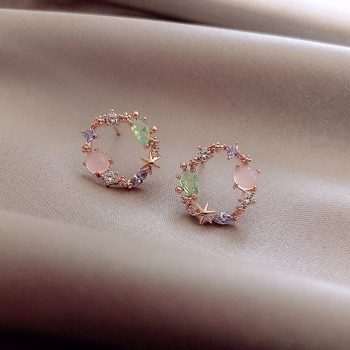 Golden Flower Earrings with Zirconia - Fiorella-Nora Luxe