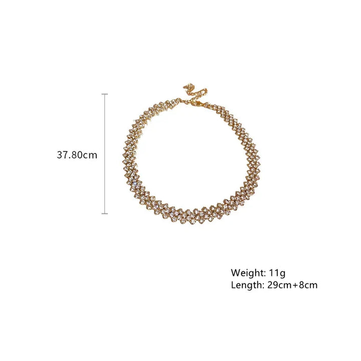 Golden Gala Rhinestone Geometric Necklace-Nora Luxe