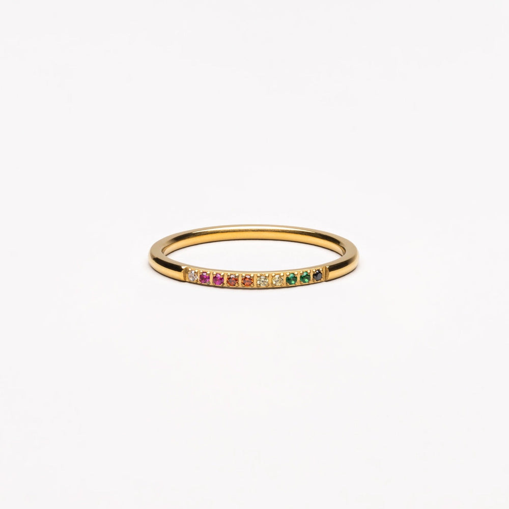 Golden Ring with Coloured Stones - Solene-6-Gold-Nora Luxe