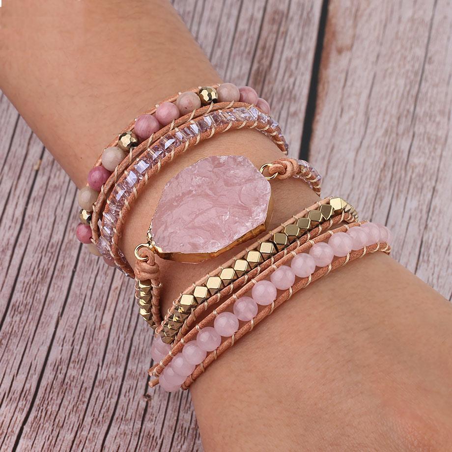 Golden Rose Quartz Bracelet - Amoria-Nora Luxe