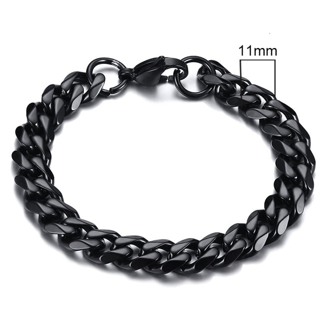 GRACE UNISEX CURB CHAIN BRACELET-.11CM Black-18cm-Nora Luxe
