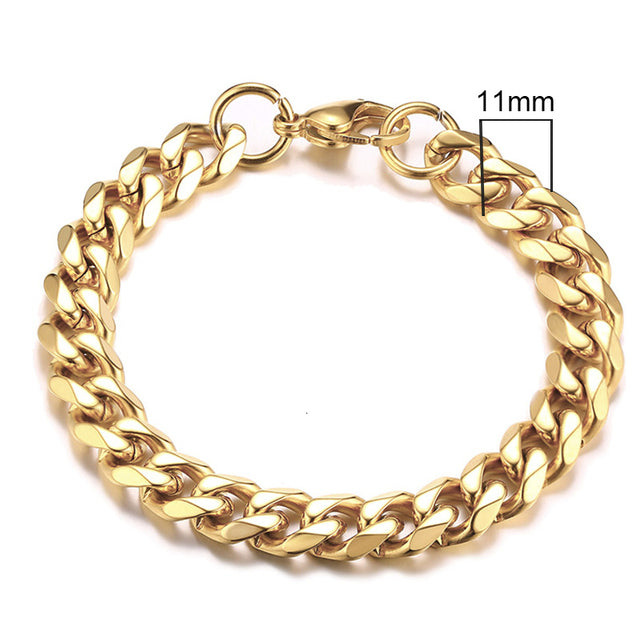 GRACE UNISEX CURB CHAIN BRACELET-.11CM Gold-18cm-Nora Luxe