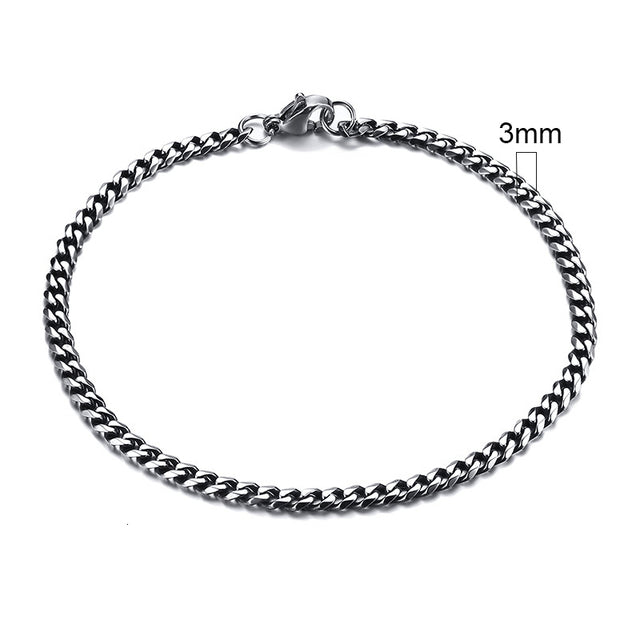 GRACE UNISEX CURB CHAIN BRACELET-.11CM Silver-18cm-Nora Luxe