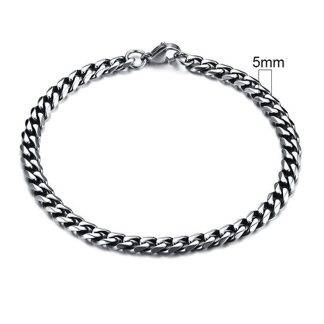 GRACE UNISEX CURB CHAIN BRACELET-.11CM Silver-18cm-Nora Luxe