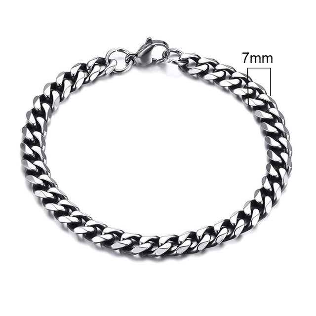 GRACE UNISEX CURB CHAIN BRACELET-.11CM Silver-18cm-Nora Luxe