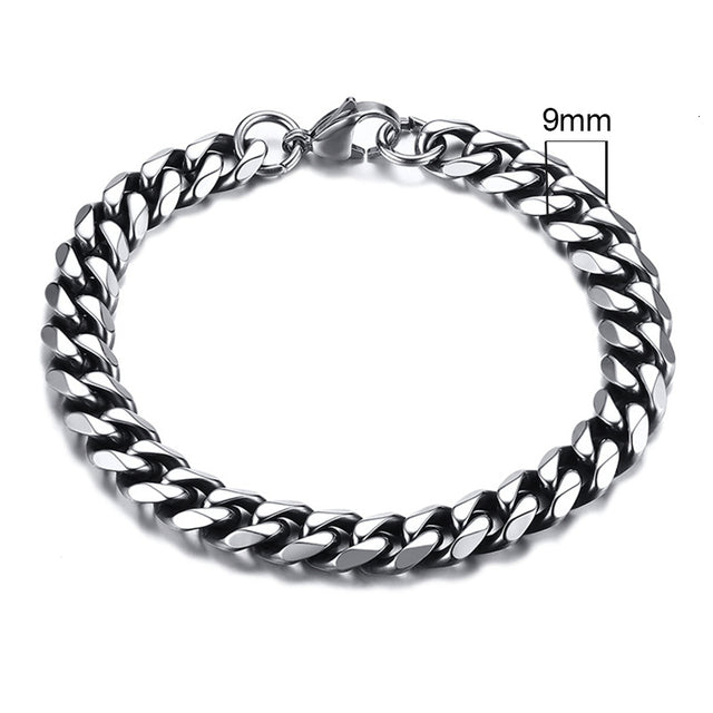 GRACE UNISEX CURB CHAIN BRACELET-.11CM Silver-18cm-Nora Luxe